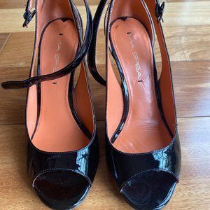 Black Patent Peep Toe 4" heel